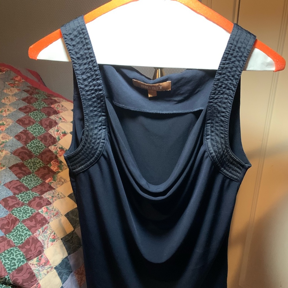 Ellen Tracy black drape-neck tank size S